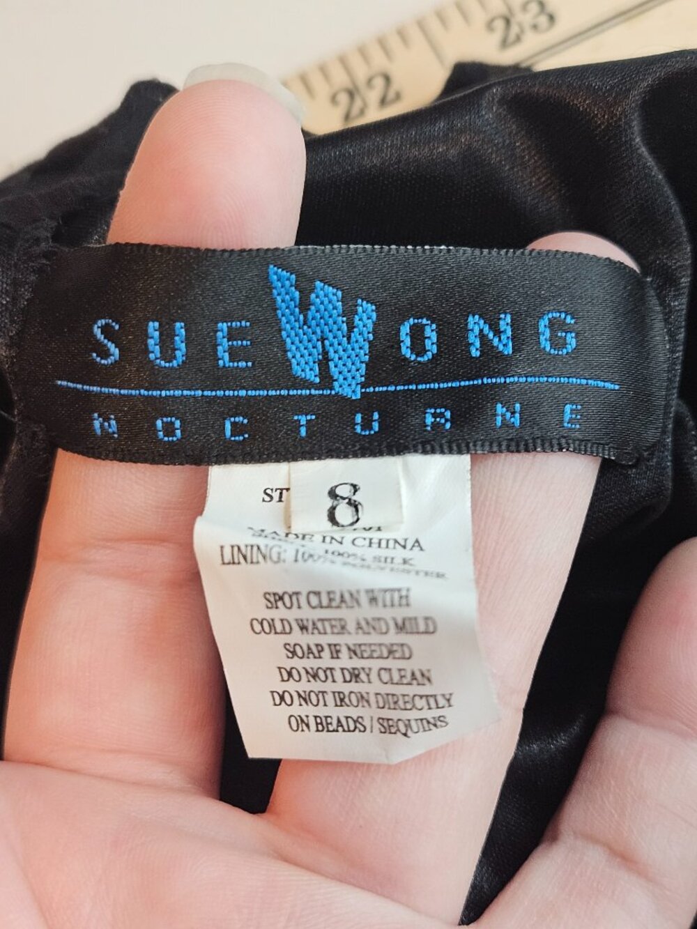 Sue Wong Nocturne Silk Beaded Cocktail Maxi Dress Black Women's Size 8 Evening - Picture 11 of 16
